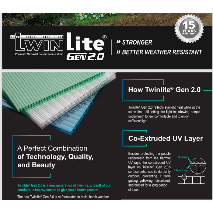 Polycarbonate 5mm TwinLite [ 1/2 Roll ] - Atap Fiber Polycarbonate