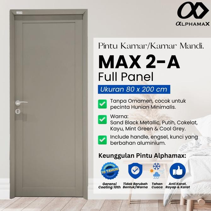 ALPHAMAX Max 2-A Pintu Rumah Pintu Kamar Pintu Aluminium 80 x 200 cm TRM