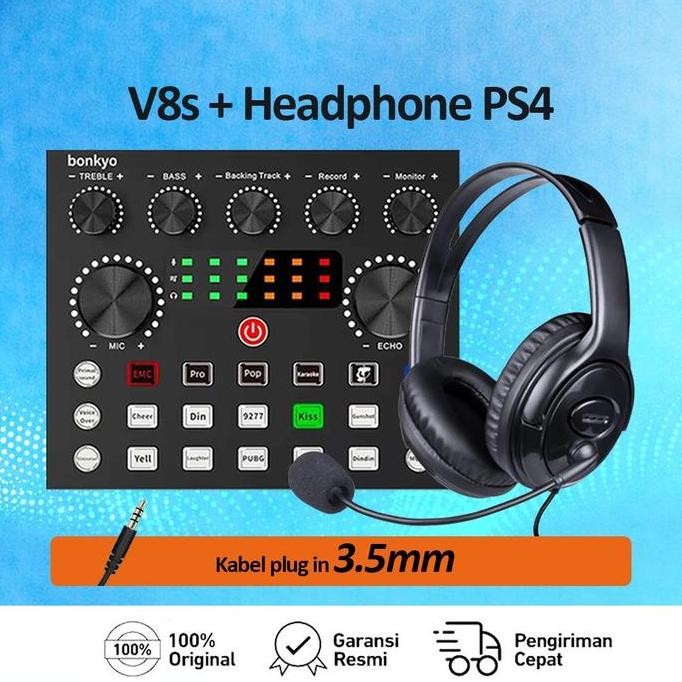 Bonkyo Mixer V8K/V8S Headset  Sound Card Peralatan siaran langsung komputer dan ponsel karaoke rekam