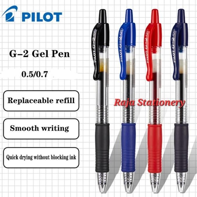 

Pilot Pen G2 0.5 0.7 Gel Clicker / Pen Pilot G2 Hitam Biru Cetek