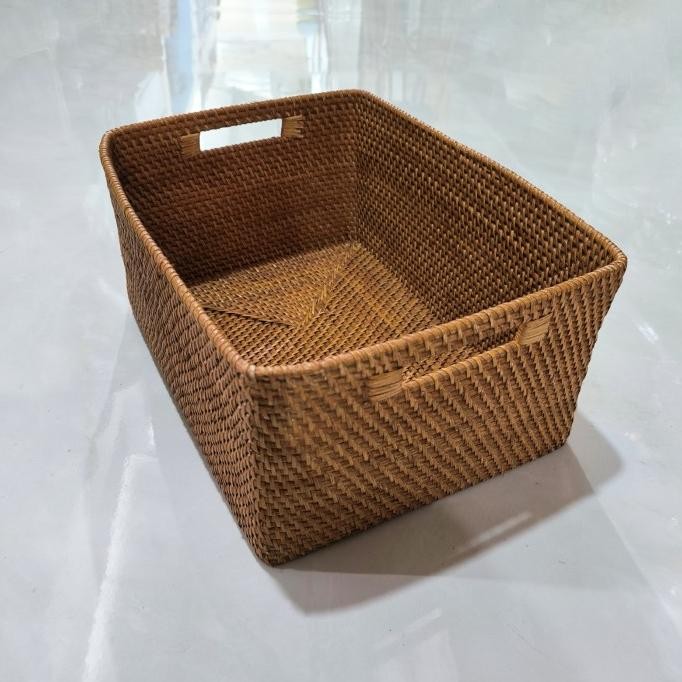 Kualitas terbaik] Keranjang Rotan Basket Rattan Tempat Wadah Box Besar Penyimpanan