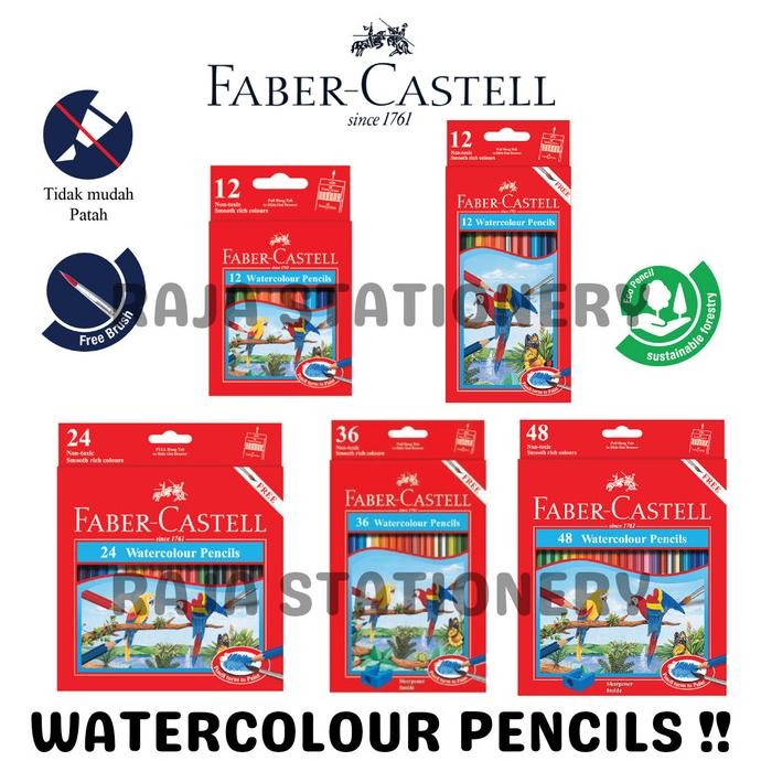

Faber Castell WATERCOLOUR Pencil 12 24 36 48 Pensil Warna Faber Cat