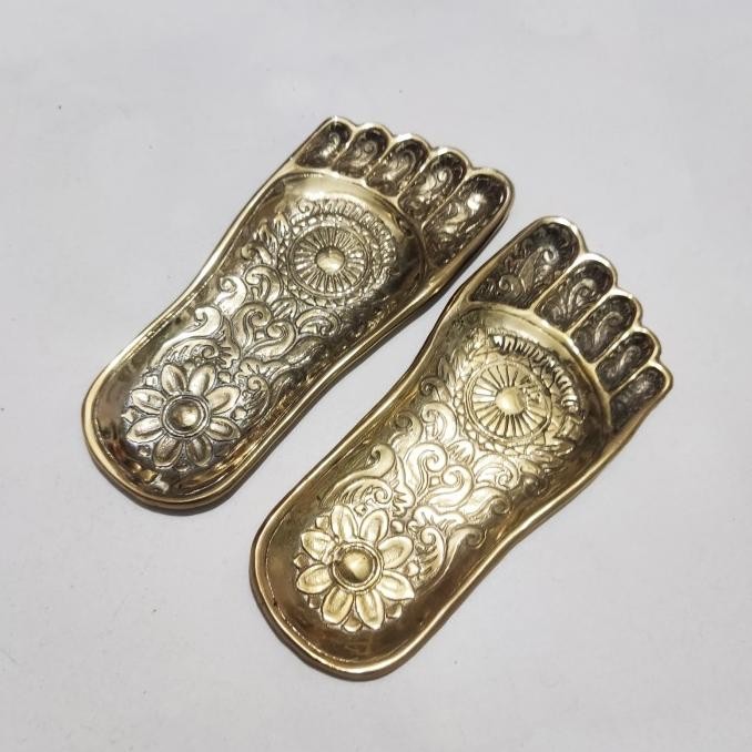 :::::::] Piring Bentuk Kaki Kuningan Tempat Wadah Saji Plate Brass Piring Unik Antik Souvenir