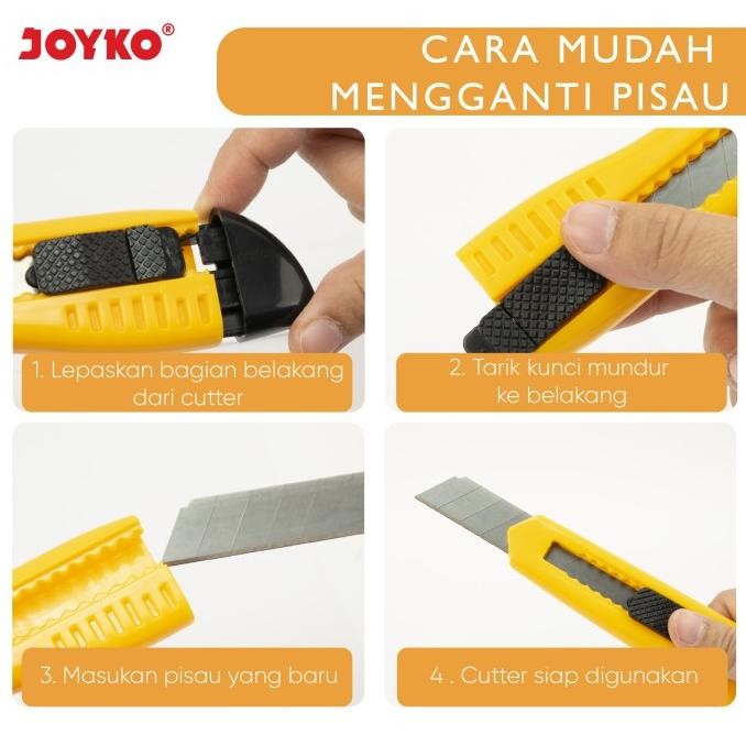 

JOYKO CUTTER BESAR PISAU POTONG PEMOTONG KERTAS SILET CU-0508 [24PCS]