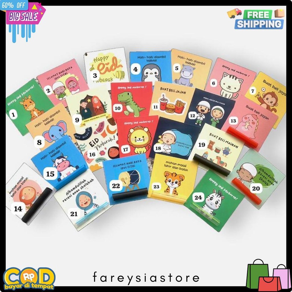 

(100Pcs) Amplop Lebaran Unik Lucu Grosir Uang Diluar Diskon Setengah Harga