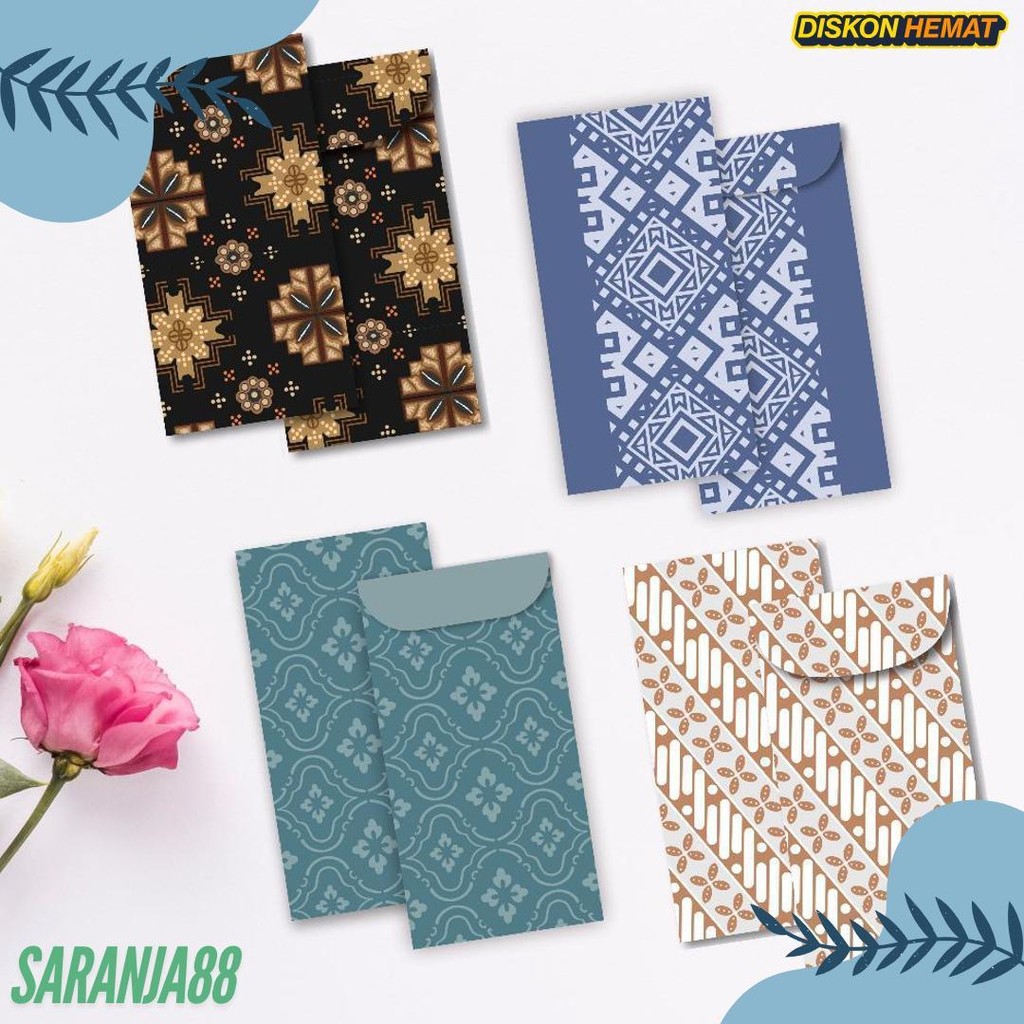 

6 Pcs Angpao Wedding Amplop Kondangan Motif Batik Angpao Panjang Amplop Uang Diskon