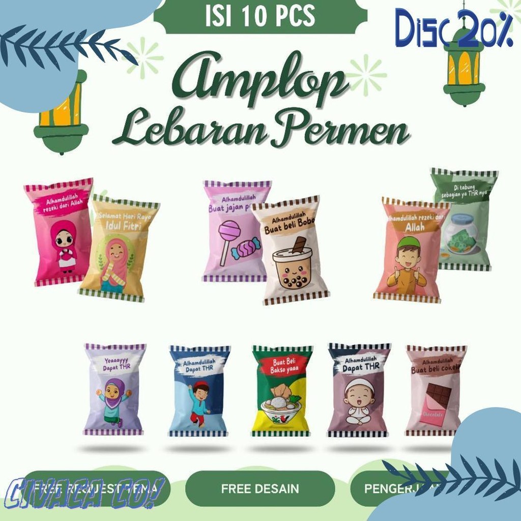 

(100 Pcs) Amplop Lebaran 2025 Unik Bentuk Permen Terlaris! Produk Ini Banyak Dicari