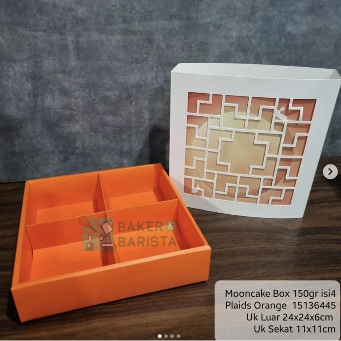 %%%%] Mooncake box 150gr isi 4 Plaids orange kotak kemasan mooncake 150g new