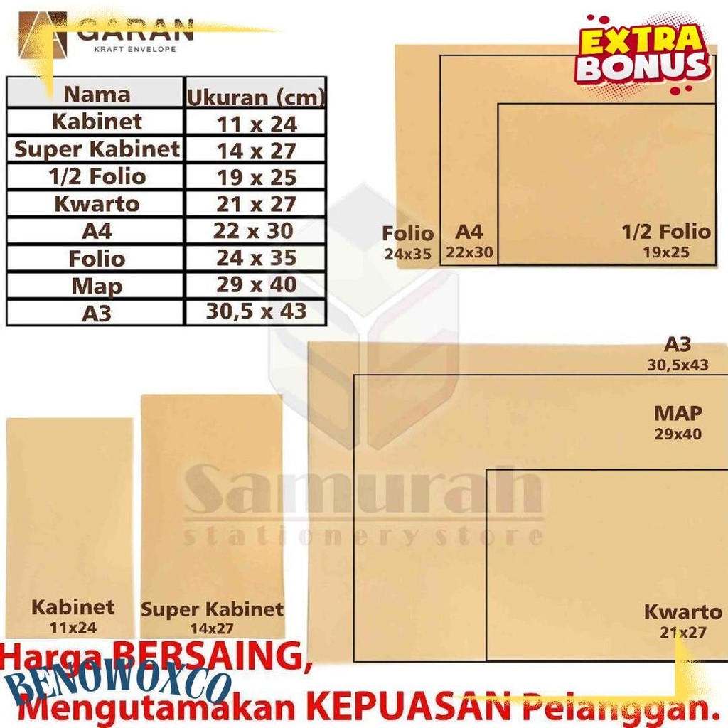 

Amplop Kertas Coklat Garan Ukuran A4 22 X 30 Cm / Amplop Dokumen 22X30 1 Pak Isi 100 Lembar Tebal 70 Gsm - Gram Terlaris! Produk Ini Banyak Dicari