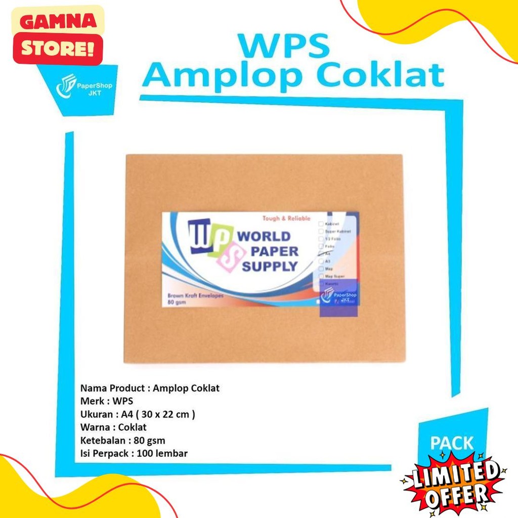 

Wps - Amplop Coklat Ukuran A4 ( 30 X 22 Cm ) - Pack Diskon Setengah Harga