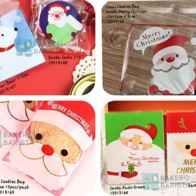 

cusss order] Fancy Xmas cookies bag plastik cookies 10pc kemasan kue natal gift set