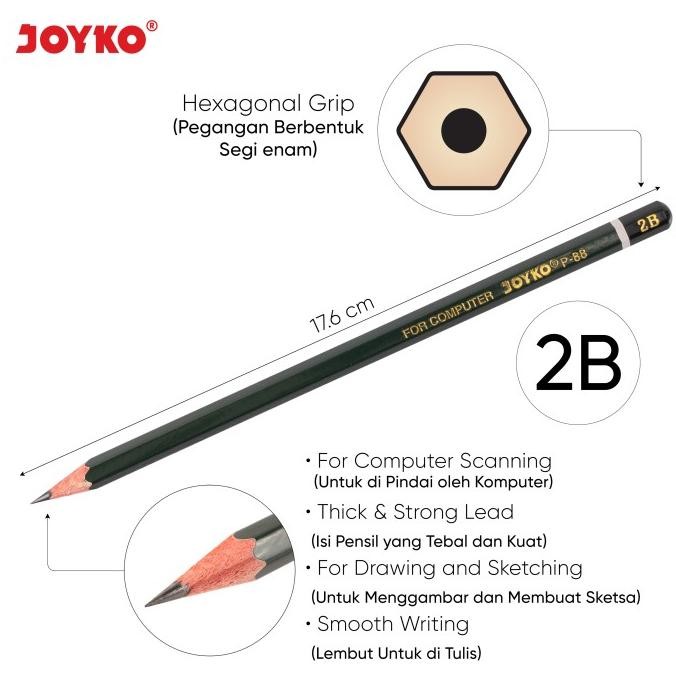 

JOYKO PENCIL PENSIL KAYU JOYKO 2B KOMPUTER UJIAN P-88 1 BOX 12 PCS