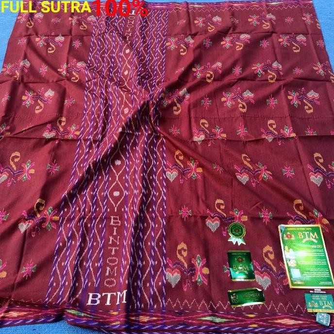 Promo Sarung BTM Full Sutra 100% Motif BHS Kembang - Pabrik MST Muslim Dewasa Lembut - Songket, Mewa