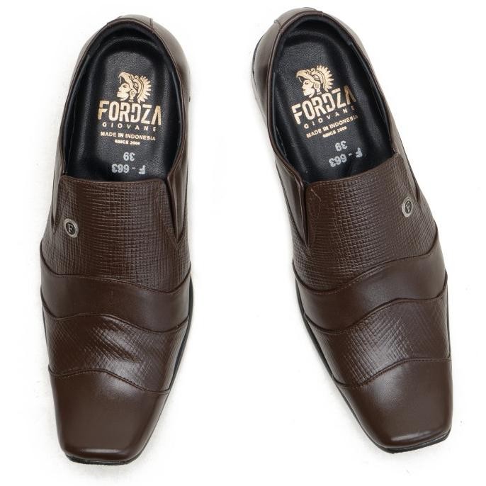 Sepatu Pantofel Pria Formal Kantor Branded Lokal Kulit Asli F663 Terlaris