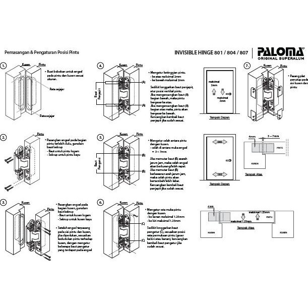 Engsel Hinge Paloma Concealed P40 Black #Engsel Tanam Pintu / Ihp 804 Original Dan Terpercaya