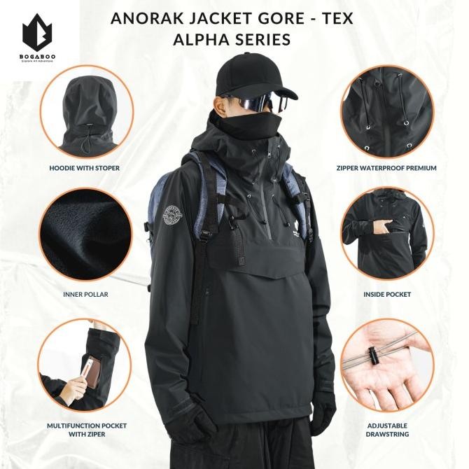 jaket motor gunung alpha bogaboo goretex 3 layer Waterproof windproof gore-tex shell premium windpro