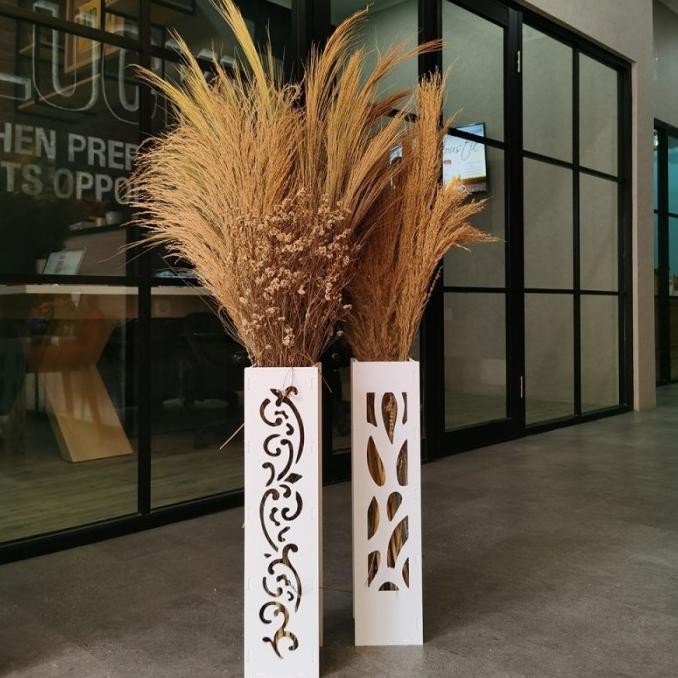 Sale Nordic Vas Bunga Lantai Tinggi Pot Kembang Guci Daun Kering Vase Kayu