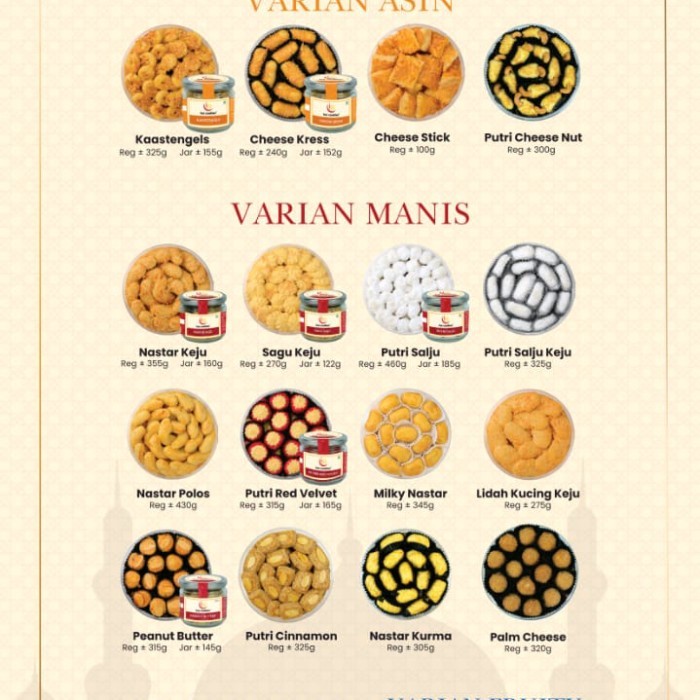 

INA COOKIES REGULER VARIAN ( MANIS,COKLAT,ASIN,HEALTY,FRUITY)