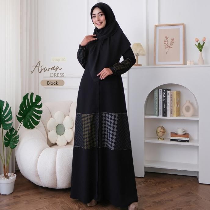 Kupnad Gamis Premium Wanita flowy dan adem - Aswan Dress KAL