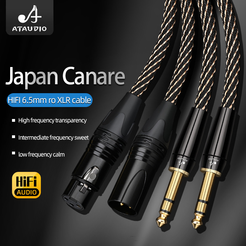 BARU HiFi 6.5mm to XLR Audio Cable 6N OFC Core with Gold Plated Plug Dual 6.5mm TRS Jack to 3Pin 2XL