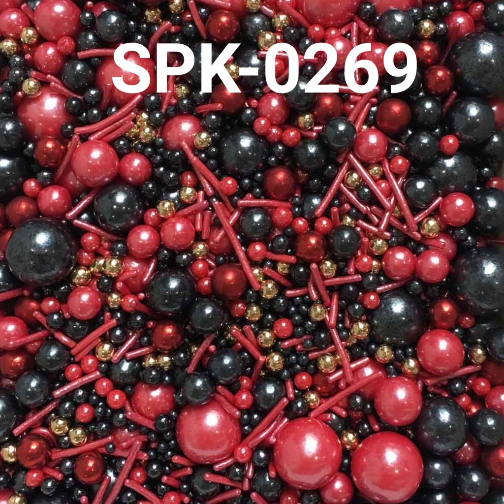 

SPK-0269 Sprinkles sprinkle springkel 1kg mutiara hitam merah emas (SPRINKLES)