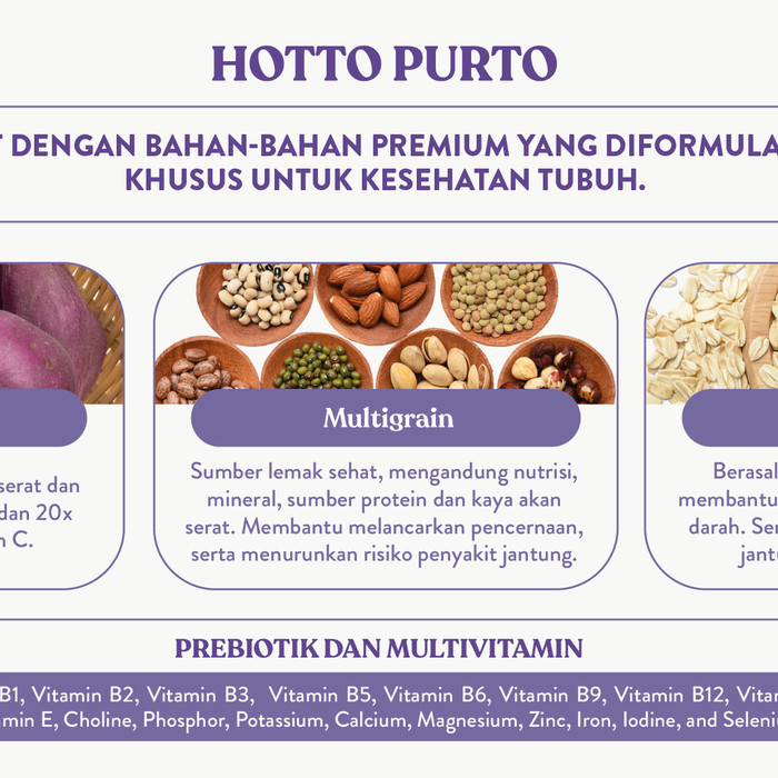 

HOTTO PURTO MULTIGRAIN WITH PURPLE POTATO 1 POUCH (16 SACHET)