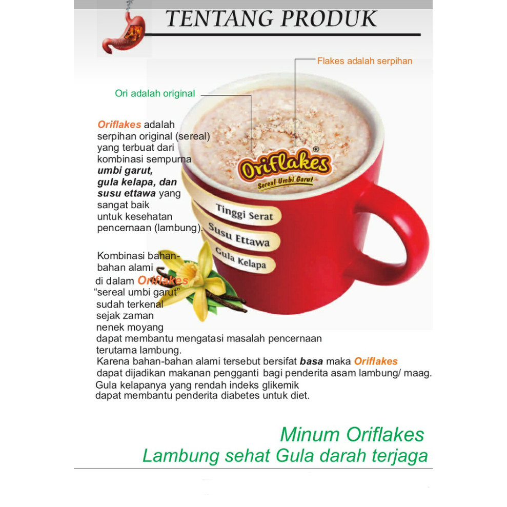 

ORIFLAKES SEREAL UMBI GARUT MEREDAKAN GERD MAAG ASAM LAMBUNG TINGGI