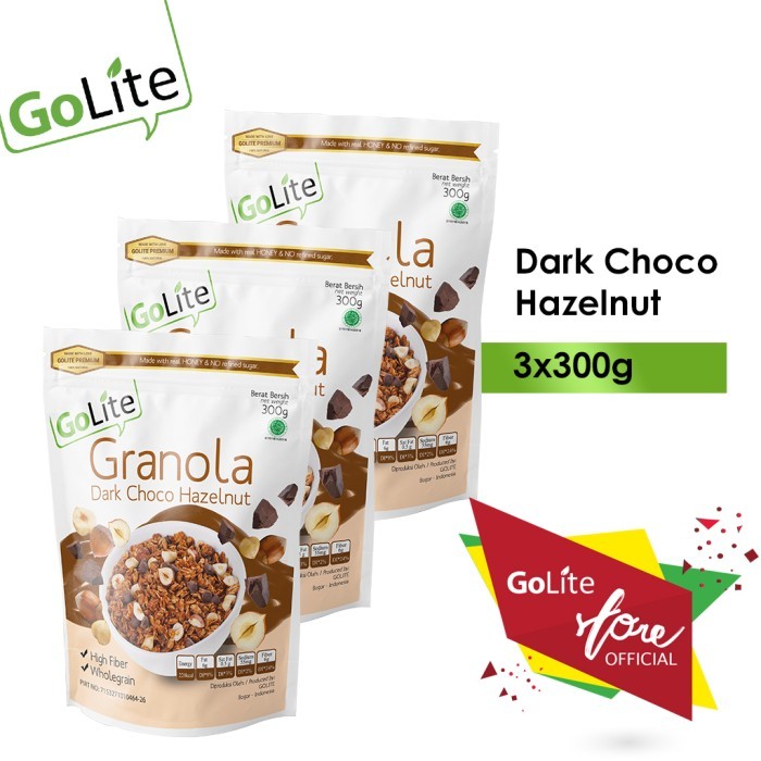 

GOLITE GRANOLA DARK CHOCOLATE HAZELNUT 300G (TRIPLE PACK)