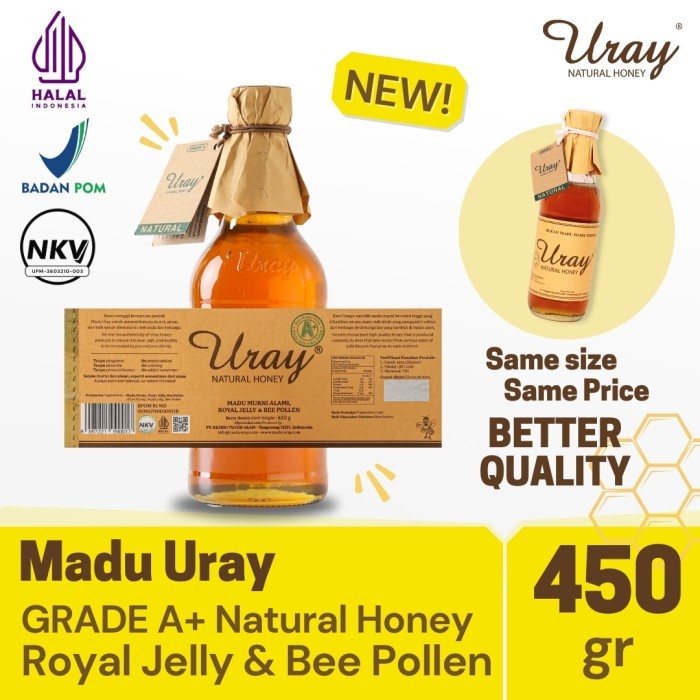 

MADU URAY NATURAL HONEY 450GR GRADE A+ WITH ROYAL JELLY & BEE POLLEN