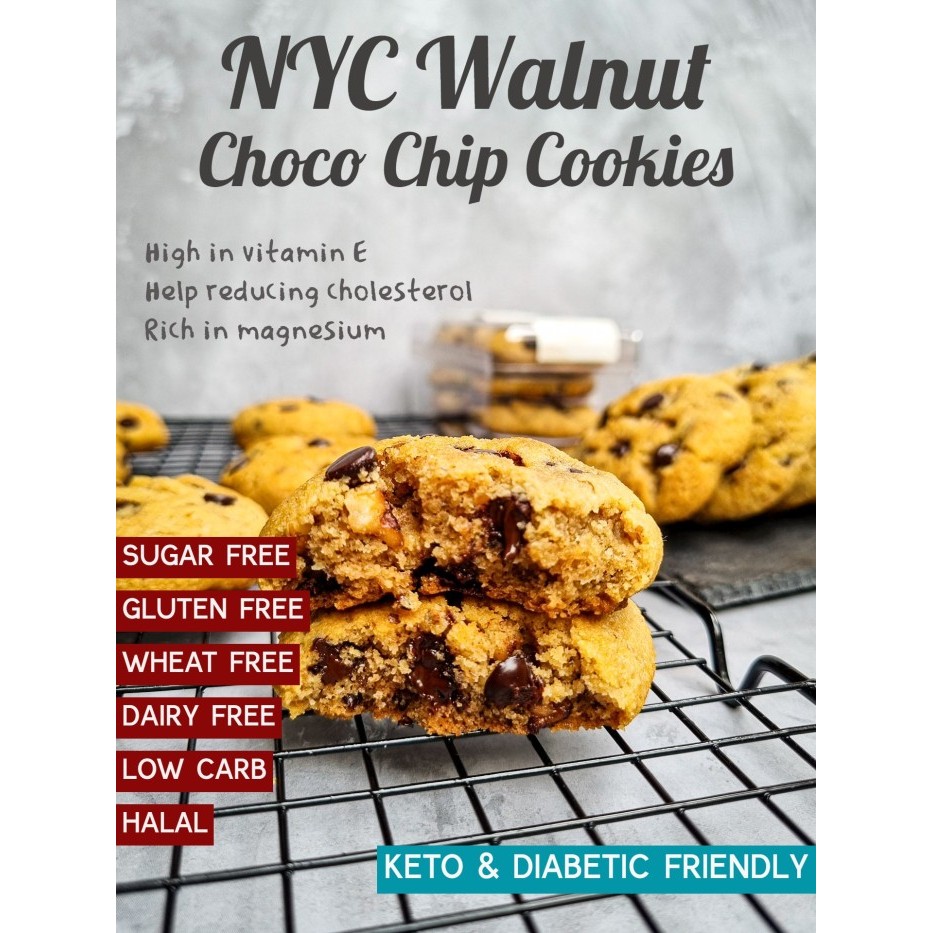 

NYC Walnut Chocolate Chip Cookies (Sugar Free, Gluten Free, Keto)