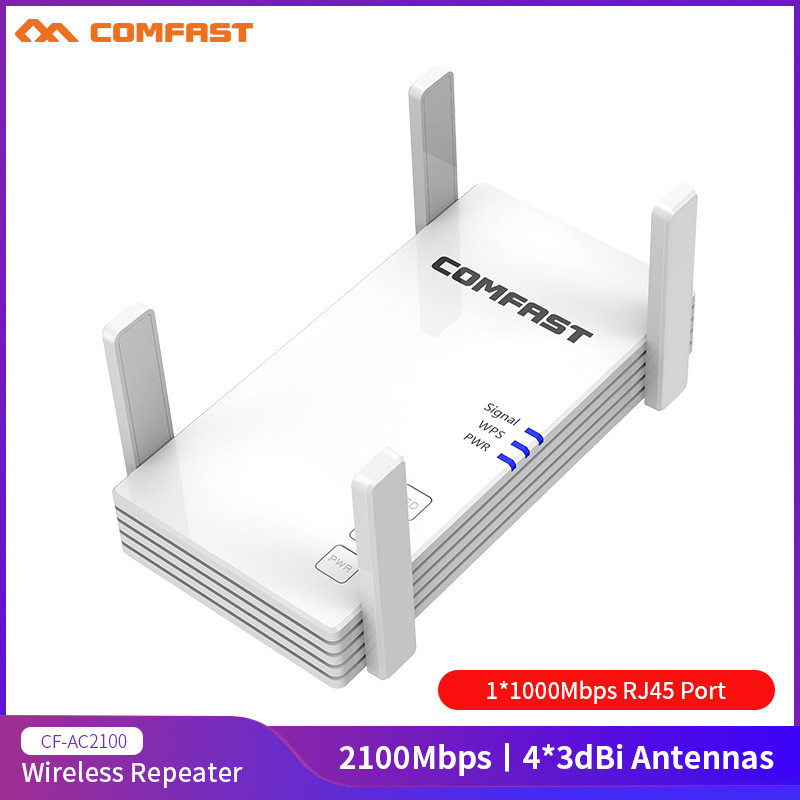 NEW Comfast AC1200/AC2100 Dual Band 2.4 & 5.8GHz Pengulang WiFi Kuat Penguat Jangkauan Sinyal Penuh 