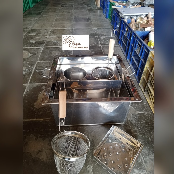 dandang mie ayam kotak 2 lubang / dandang mie kocok / panci mie kotak