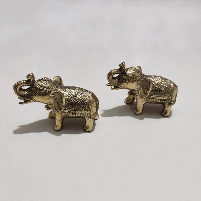 .........] Patung Gajah Kuningan Kecil Elephant Brass Gajah Thailand Fengshui