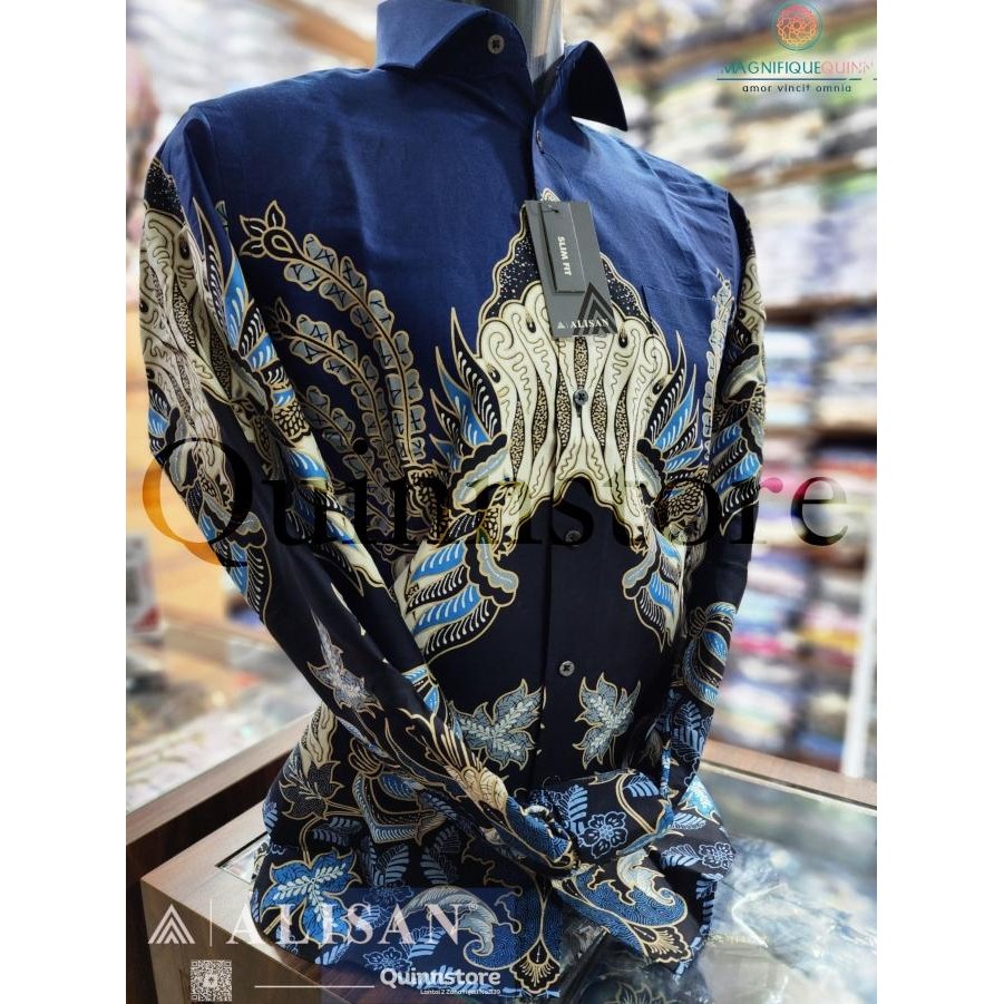 ALISAN Kemeja Batik Lengan Panjang Slim Fit - Maroon - 1001 Terlaris