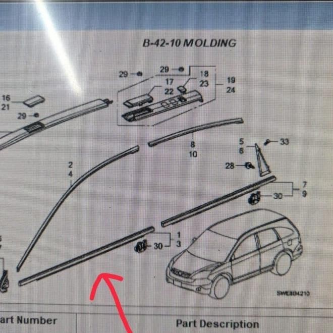 Pelipit / List Kaca Pintu Depan Luar Crv Gen 3 Original