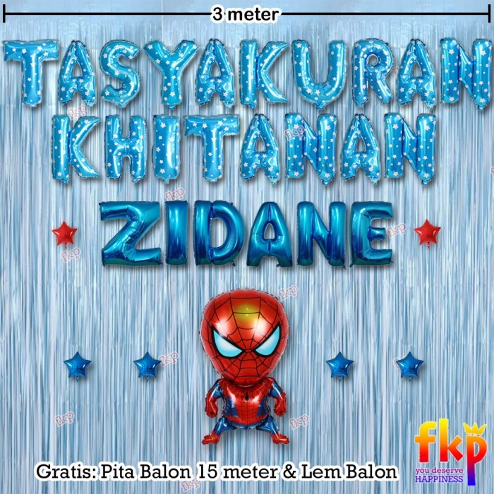 PAKET DEKORASI TASYAKURAN KHITANAN/ SUNATAN DEKOR BALON TEMA SPIDERMAN