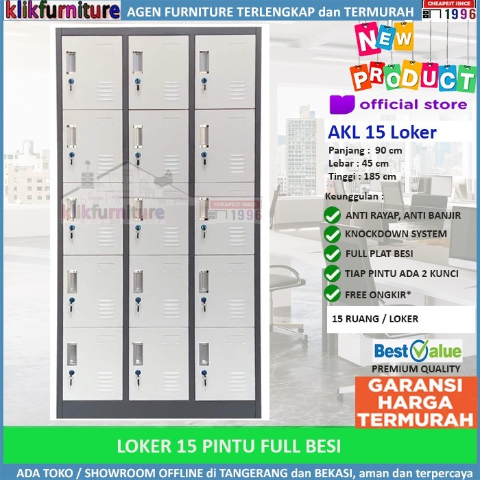 

LEMARI LOKER LOCKER CABINET BESI 15 PINTU LK15