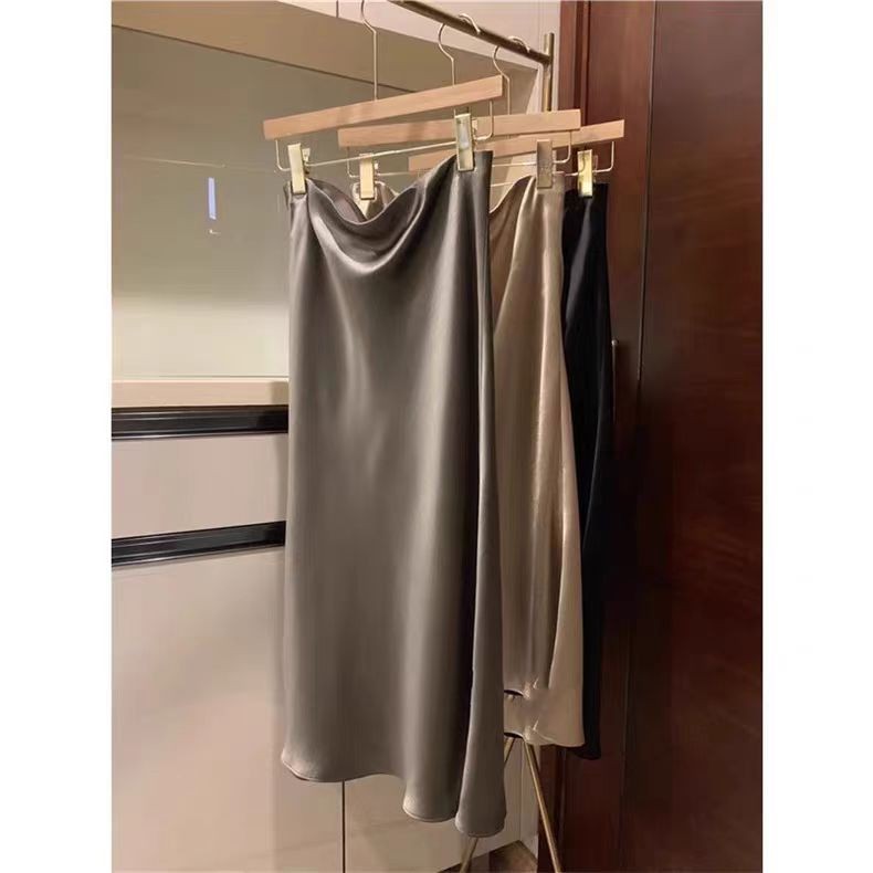 High-end Silk Satin Women's Summer Slimming Straight Bodycon Long Dress