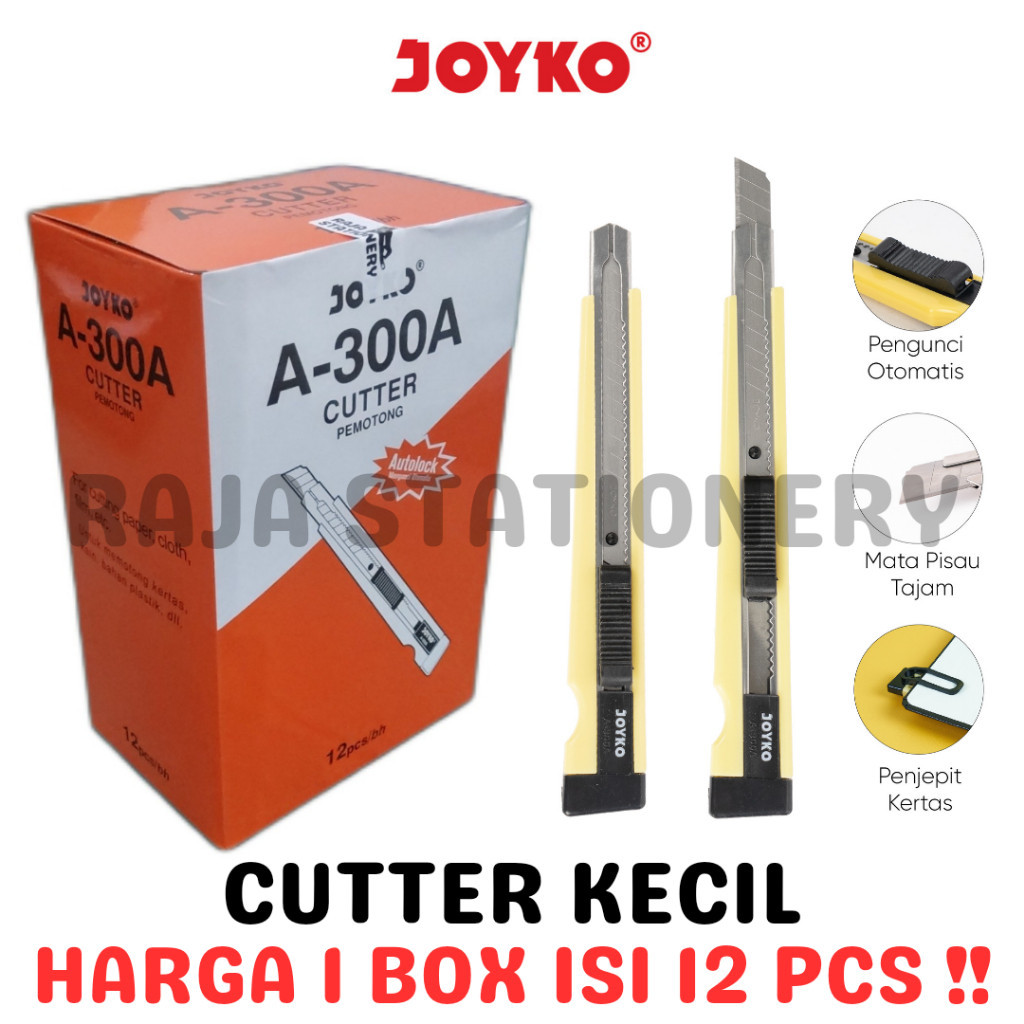 

JOYKO CUTTER KECIL PISAU POTONG PEMOTONG KERTAS SILET A-300A [12PCS] RAJA BIG BOX