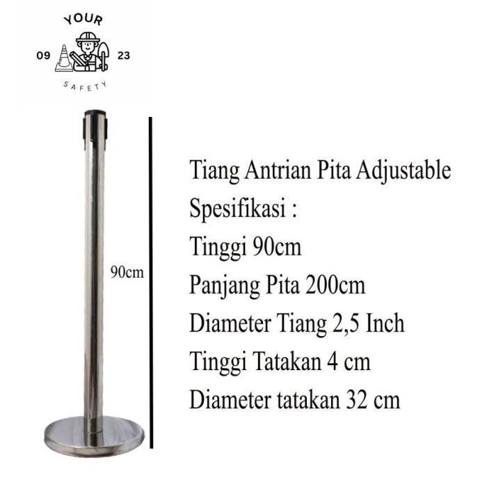 

TIANG ANTRIAN PEMBATAS STAINLESS ADJUSTABLE PITA