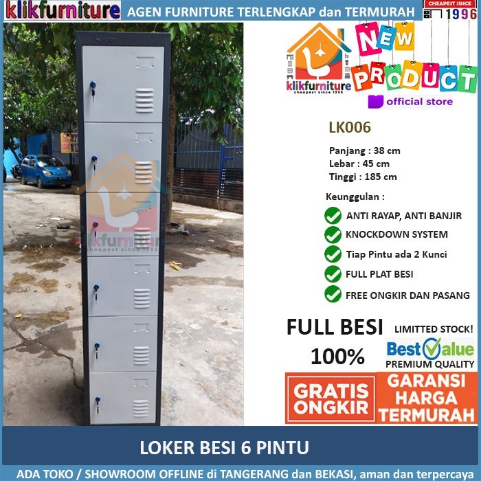 

LEMARI LOKER LOCKER CABINET 6 PINTU FULL BESI LK6