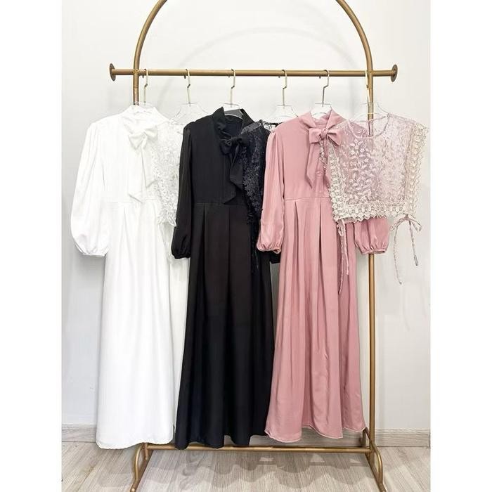Syakila Gamis Brokat Rompi Korean Look - Dress Loli Model Rompi Tille Terbaru