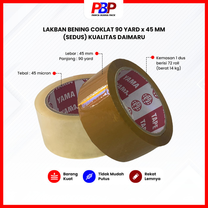 

LAKBAN BENING COKLAT 45MM X 90 YARD (2 INCH X 90YARD) TERMURAH(PERDUS)