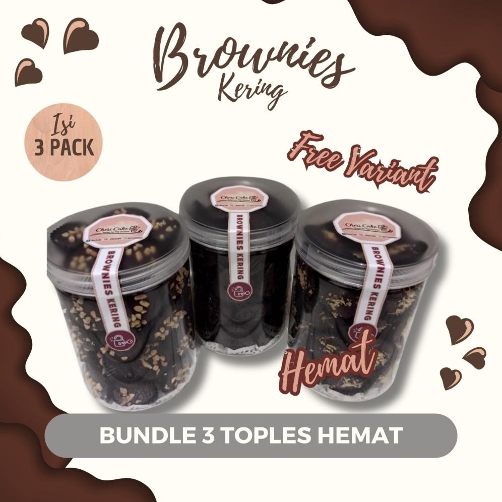 

kareemid [paket hemat] 3 toples kue brownis kering 250 gram cemilan kue lebaran makanan ringan by chericake
