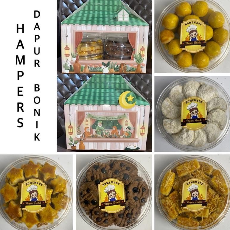 

lumineeroffc hampers kue kering lebaran / natal / imlek 4 pcs kue dapur bonik nastar kastengel putri salju kue kacang chocochips