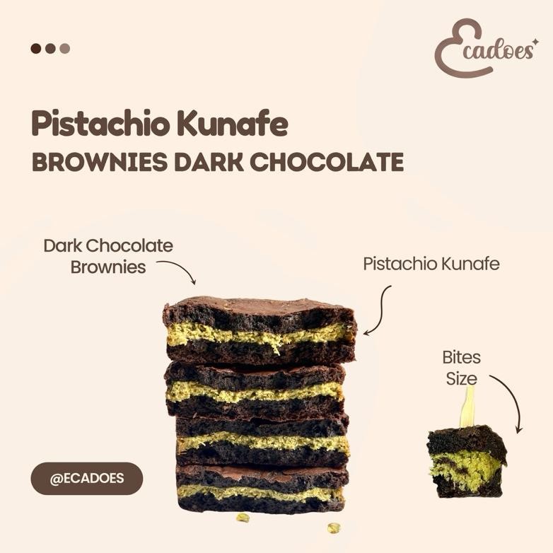 

QIG-1722 Mini Brownies Bites Dark Chocolate Fudgy Dubai Pistachio Chocolate Kunafa Kunafe | Hampers Gift Lebaran Natal Eid Mubarak Shiny Crust Panggang Bakar Coklat Terlaris