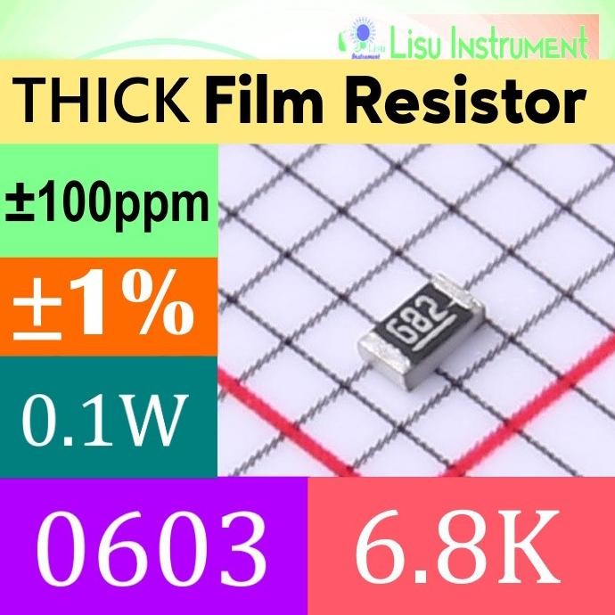 Murah (50) 6.8K 0603 1% Thick Film Resistors SMD Chip Resistor 6801 682 lisu992 Ayo Beli