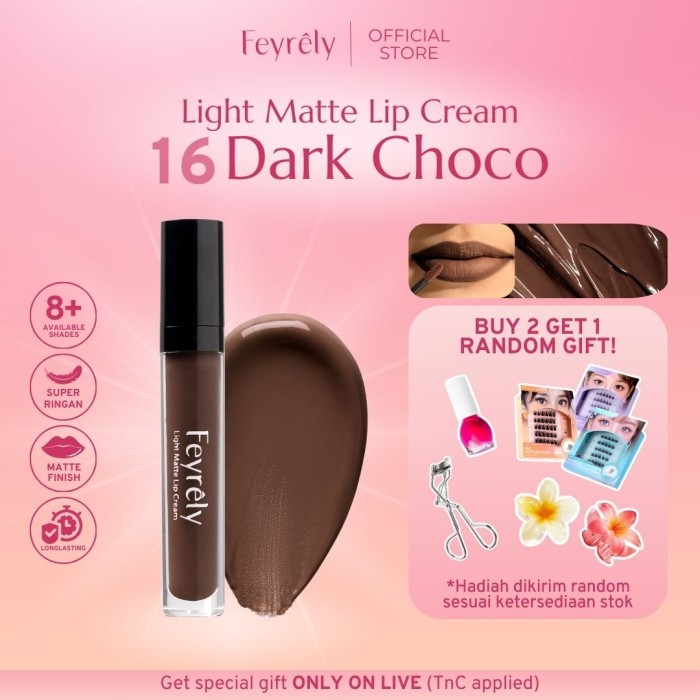 Sale 16 Dark Choco (Deep Brown) - Feyrely Light Matte Lip Cream
