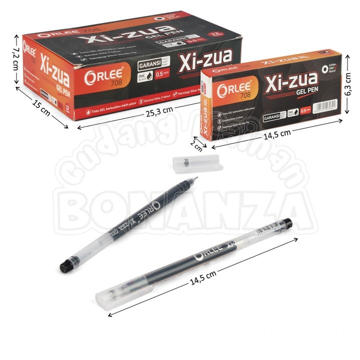 

[Bonanza] [GROSIR 12 Pcs] Bolpoin Hitam 0,5 mm Orlee Xi-Zua Gelpen Peralatan ATK