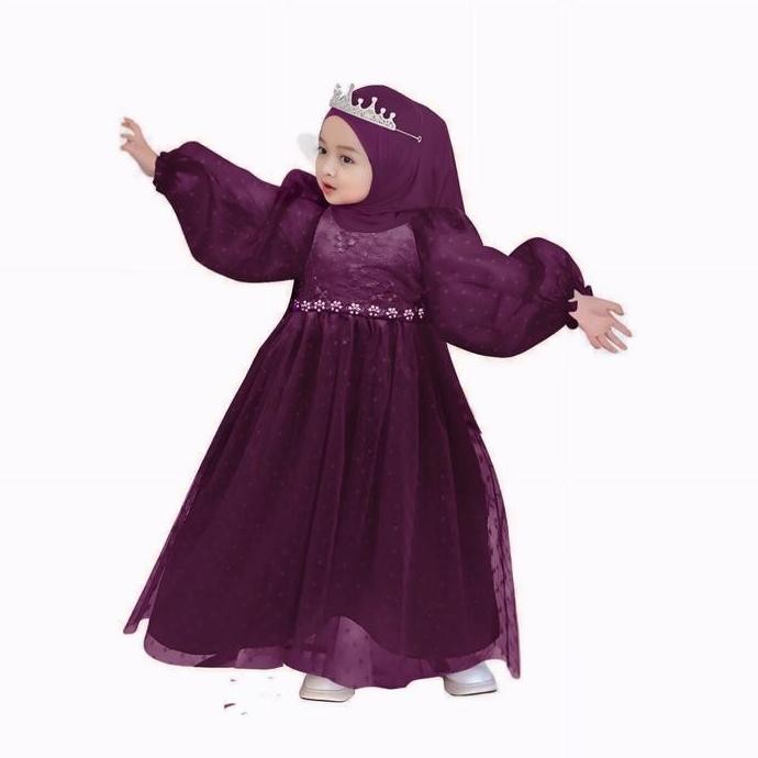 Terbaru Kidsfashion_Store Bisa Bayar Di Tempat Gaun Pesta Muslim Anak Perempuan Lala 2-11Thn / Gamis